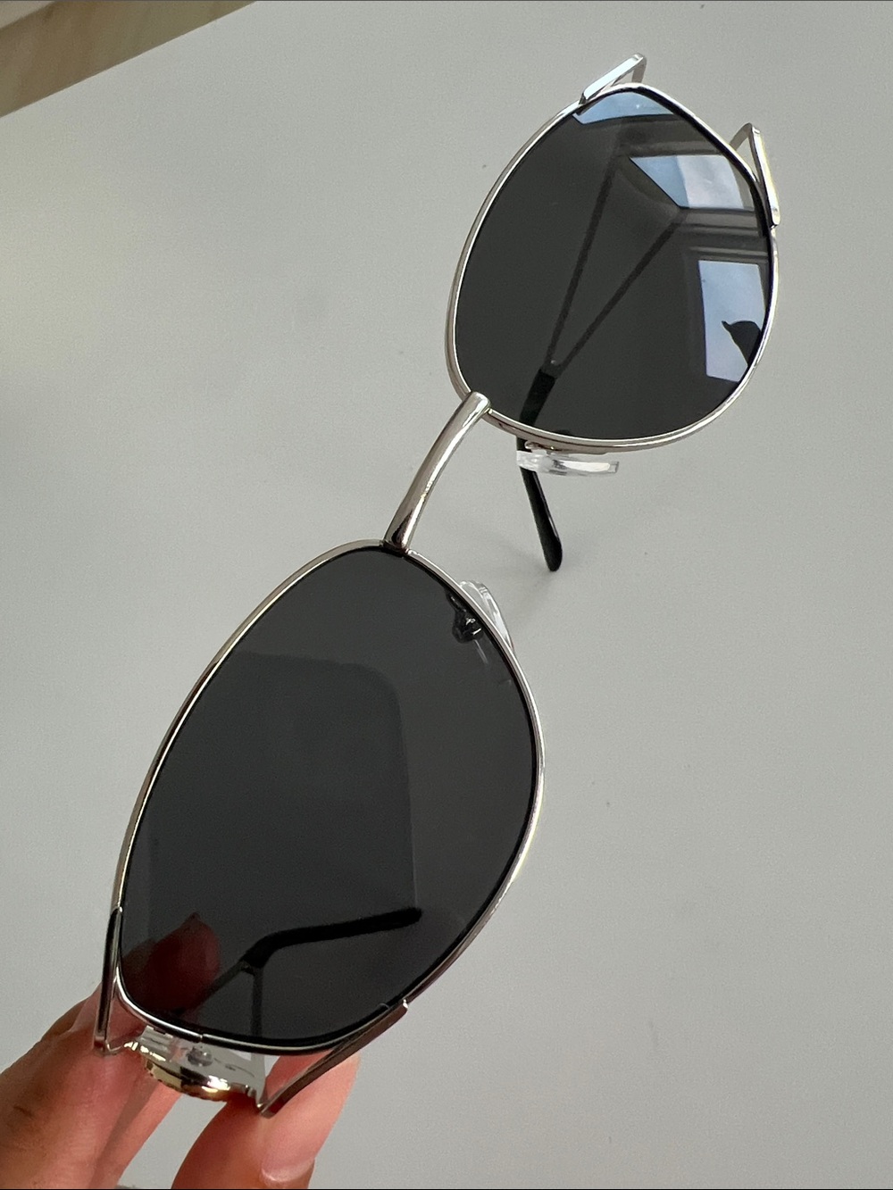 Men's Silver-Frame Sunglasses with Black Lenses